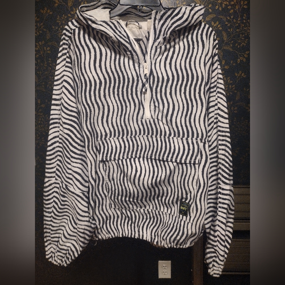 Levis Striped Black and White Pullover Hoodie